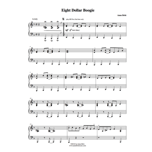 Eight Dollar Boogie - early intermediate piano solo