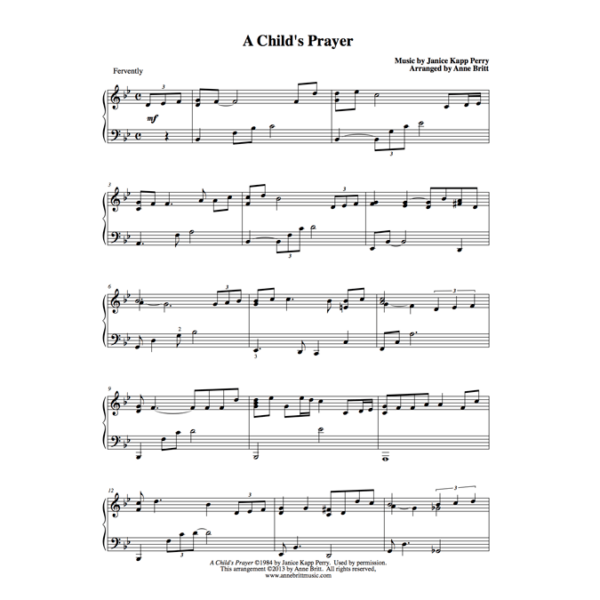 A Child's Prayer - early intermediate piano solo