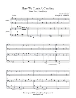 Here We Come A-Caroling (student/teacher piano duet)