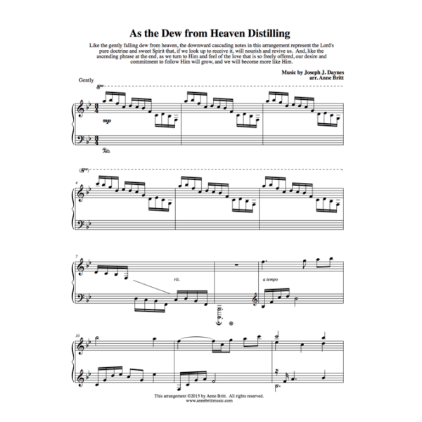 As the Dew from Heaven Distilling - intermediate piano solo