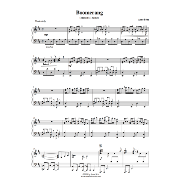 Boomerang (Mason's Theme) - intermediate piano solo