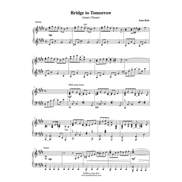 Bridge to Tomorrow (Anne's Theme) - intermediate piano solo