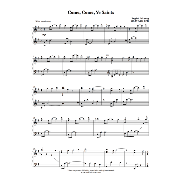 Come, Come, Ye Saints - early intermediate piano solo