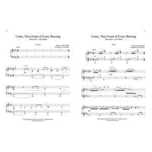 Come, Thou Fount of Every Blessing - late intermediate piano duet