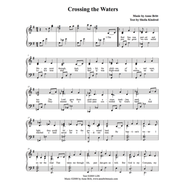 Crossing the Waters - vocal solo/unison with piano accompaniment