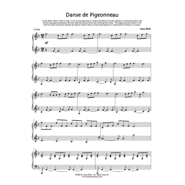Danse de Pigeonneau - late intermediate piano solo