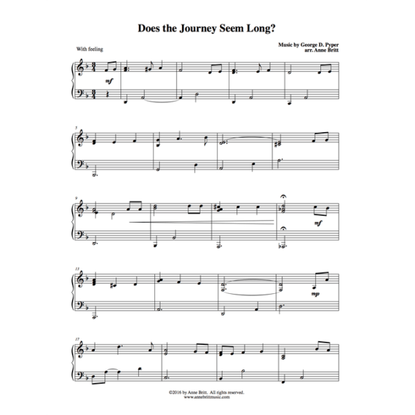 Does the Journey Seem Long? - early intermediate piano solo