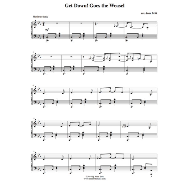 Get Down! Goes the Weasel - late intermediate piano solo based on "Pop! Goes the Weasel"