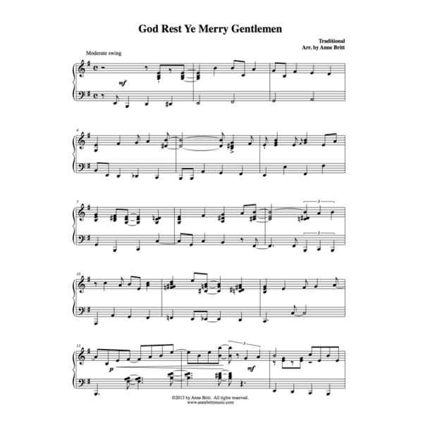 God Rest Ye Merry Gentlemen - intermediate piano solo