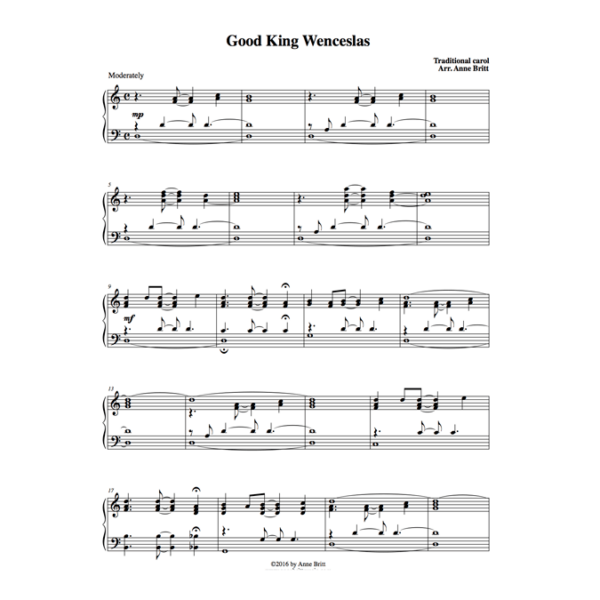 Good King Wenceslas - intermediate piano solo
