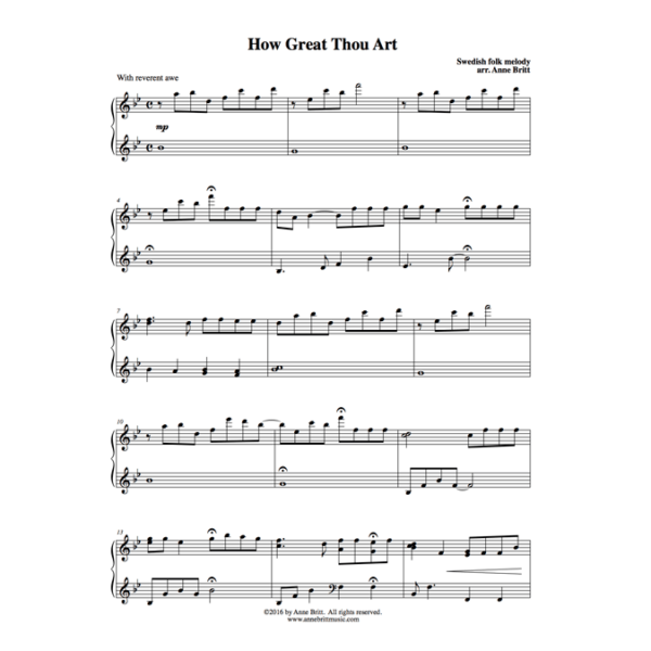 How Great Thou Art - early intermediate piano solo