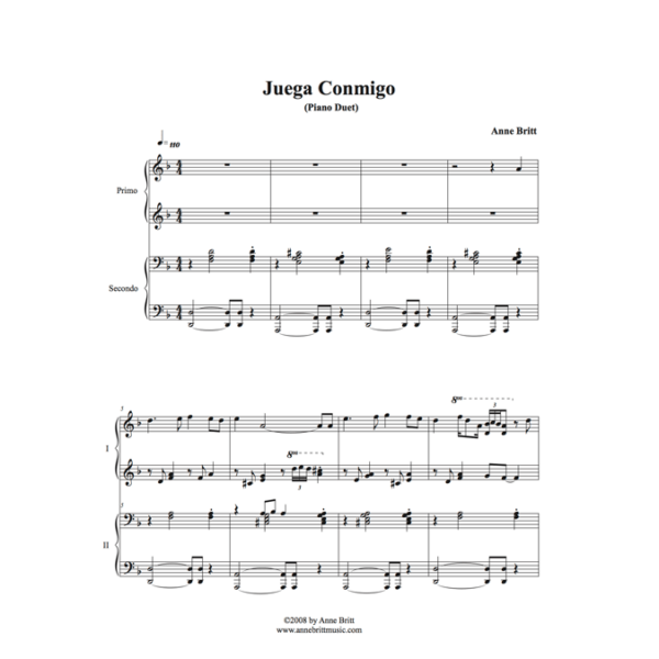 Juega Conmigo - intermediate piano duet