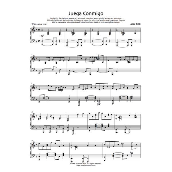 Juega Conmigo - intermediate piano solo