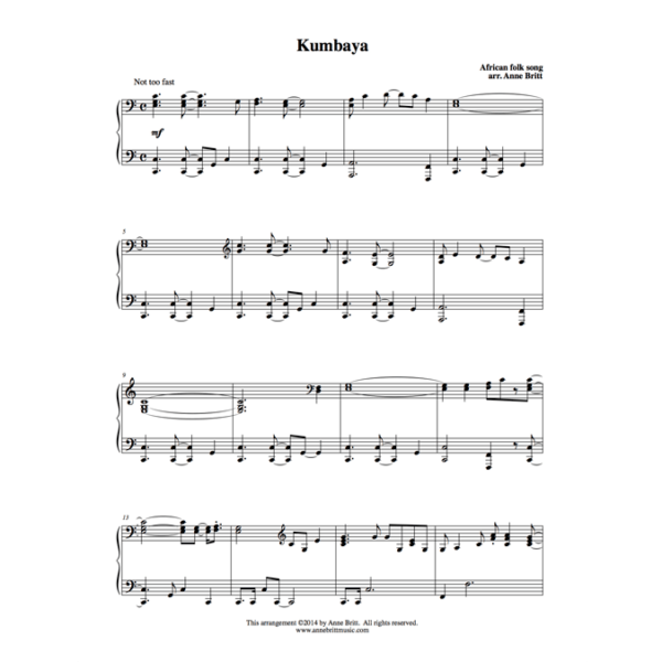 Kumbaya - early intermediate piano solo