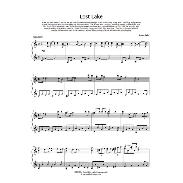 Lost Lake - intermediate piano solo