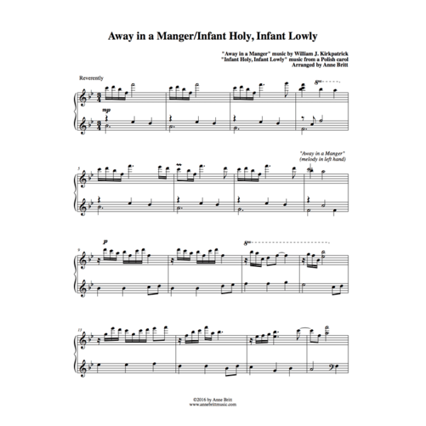 Away in a Manger/Infant Holy, Infant Lowly (Stars Were Gleaming)- intermediate piano solo medley