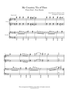 My Country, 'Tis of Thee (intermediate piano duet)