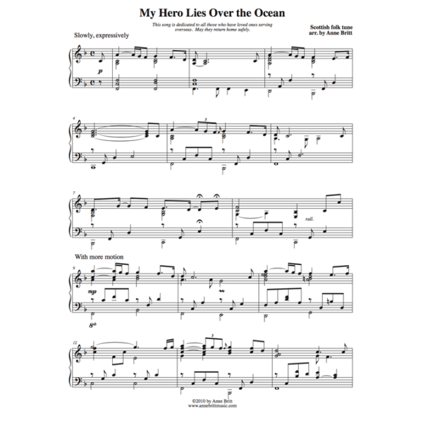 My Hero Lies Over the Ocean - intermediate piano solo based on "My Bonnie Lies Over the Ocean"