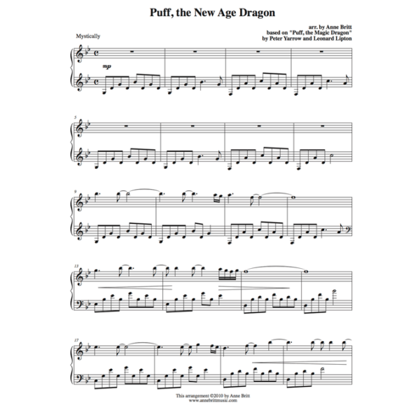 Puff, the New Age Dragon - intermediate piano solo based on "Puff, the Magic Dragon"