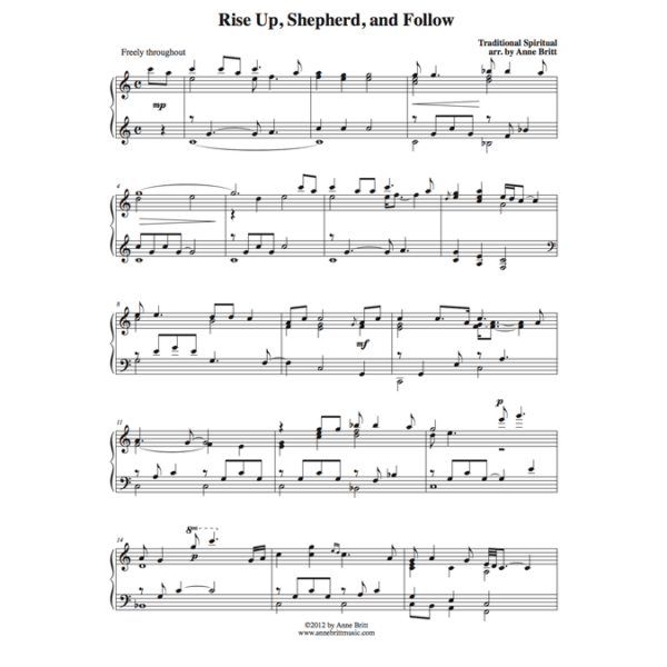 Rise Up, Shepherd, and Follow - intermediate piano solo