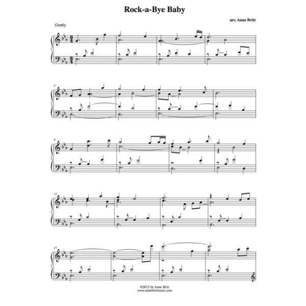 Rock-a-Bye Baby - intermediate piano solo