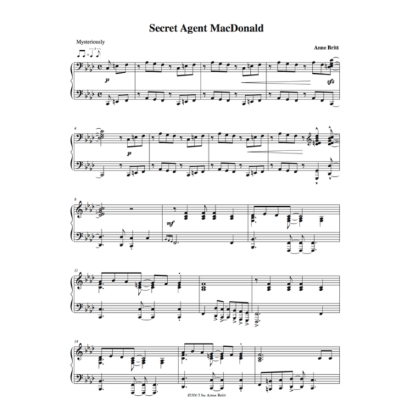 Secret Agent MacDonald - intermediate piano solo based on "Old MacDonald Had a Farm"