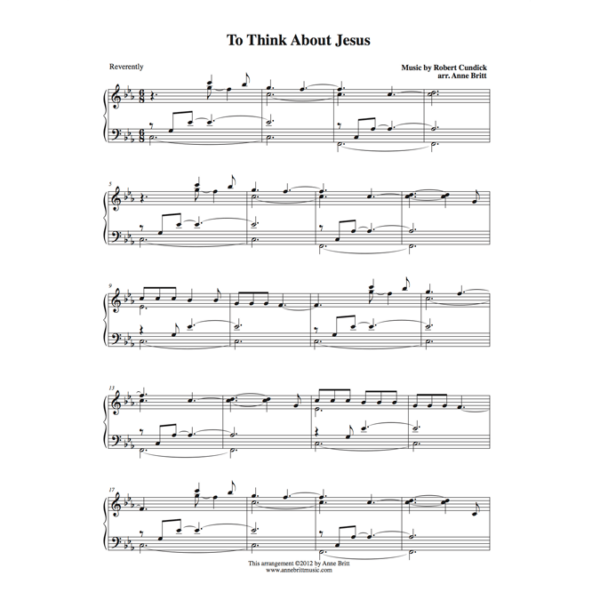 To Think About Jesus - intermediate piano solo
