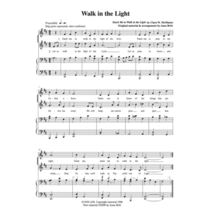 Walk in the Light - unison or two-part vocal with piano accompaniment