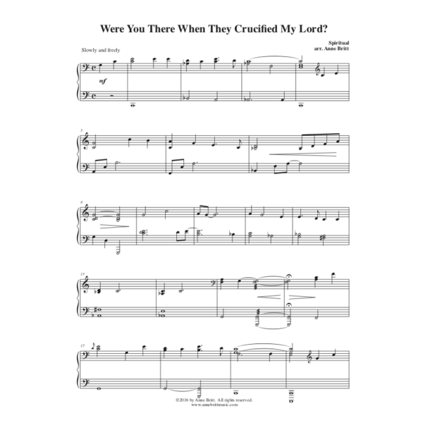 Were You There When They Crucified My Lord? - early intermediate piano solo