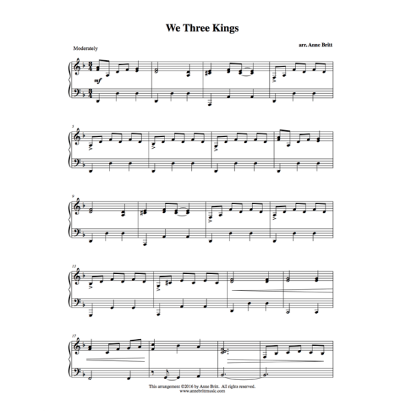 We Three Kings - early intermediate piano solo